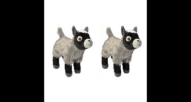 2x stuks pluche knuffel geit grijs 20 cm