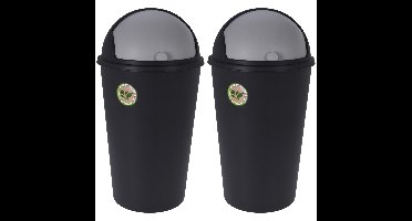 2x Stuks Prullenbakken/afvalemmers - 25L - gerecycled kunststof - zwart