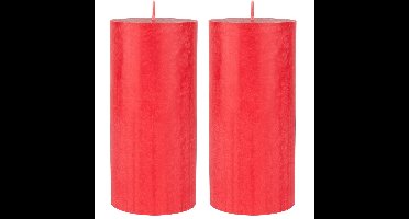 2x stuks rode cilinderkaarsen/ stompkaarsen 15 x 7 cm 50 branduren