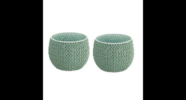 2x Stuks ronde mintgroene kunststof Splofy bloempotten/plantenpotten 1,4 liter