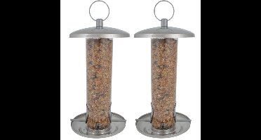 2x stuks vogel voedersilo RVS 27 cm