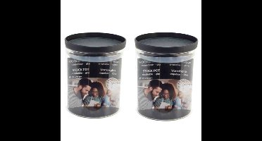 2x Stuks voorraadpotten/weckpotten stapelbaar - Glas - 10 x 13 cm