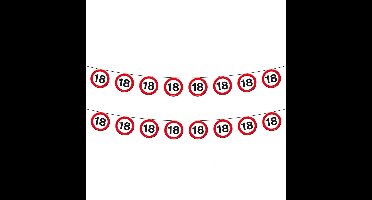 2x Vlaggenlijn versiering 18 jaar verkeersborden 10 meter