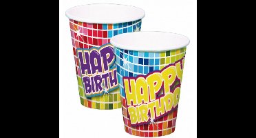 30x stuks Happy Birthday thema verjaardag bekertjes van papier