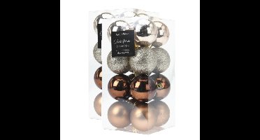 32x stuks kerstballen mix herfstkleuren kunststof 5 cm