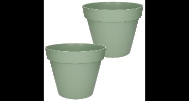 3x stuks bloempotten Toscane kunststof donkergroen D30 x H26 cm