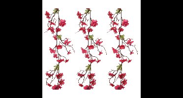 3x stuks kunstbloem/bloesem takken slinger - fuchsia roze - 187 cm