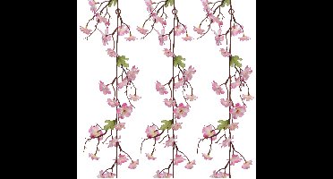 3x stuks kunstbloem/bloesem takken slingers - roze - 187 cm