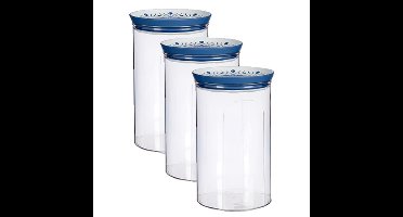 3x stuks kunststof voorraadpot/bewaarpot transparant met deksel L12 x B12 x H18 cm - 2200 ML