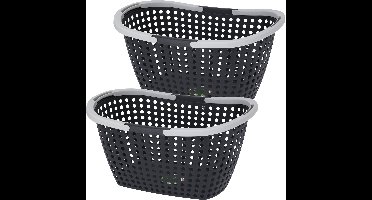 3x Stuks Kunststof wasmanden - zwart - 15 liter - 44 x 32 x 22 cm