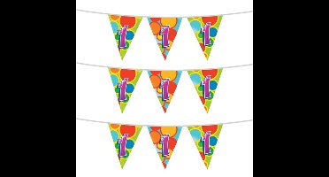 3x stuks leeftijd verjaardag thema vlaggetjes 1 jaar plastic 10 meter