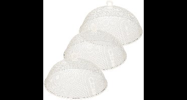 3x stuks metalen vliegenkap/voedselkap wit rond 35 cm