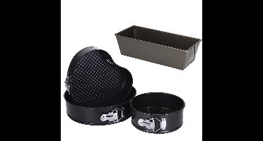 4-Delige set springvormen/taartvormen met anti-aanbak laag zwart