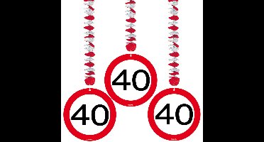 40 jaar verjaardag versiering rotorspiralen plafond - verkeersborden - 3x stuks