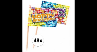 48x Cocktailprikkers Happy Birthday