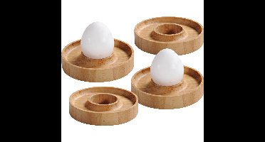 4x Bamboe houten eierdopjes 10 x 2 cm