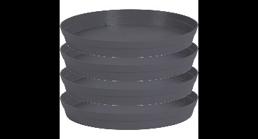 4x stuks bloempot kunststof onderschalen Toscane antraciet grijs D15 cm