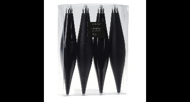 4x stuks kunststof ijspegels kersthangers zwart 15 cm mat/glans