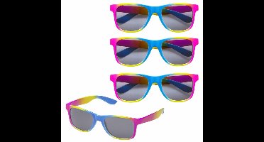 4x stuks regenboog retro thema fun verkleed bril/zonnebril