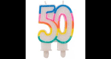 50 jaar leeftijd kaars - versiering taart - Glitter cijferkaars - 50e verjaardag