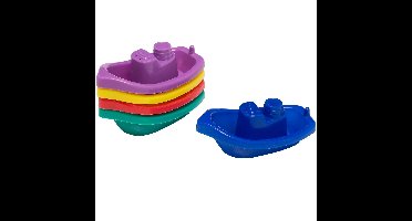 5x Badspeelgoed - boot - gekleurd - kunststof - 10 x 3,5 cm