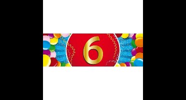 6 jaar leeftijd sticker - 19 x 6 cm - verjaardag - jubileum - versiering