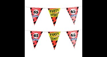 65 jaar vlaggenlijn met waarschuwingsborden - 2x - 10m - plastic - slinger - feestartikelen