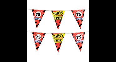 75 jaar verjaardag vlaggenlijn - 2x - 10 meter - stopborden - plastic