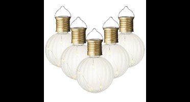 8x Buiten LED lampion solar verlichting 11 cm