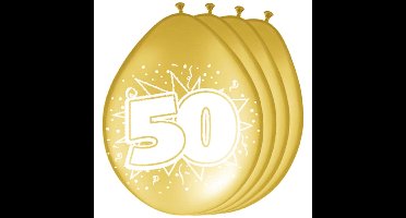 8x Jubileum ballonnen 50 jaar - 30 cm - goud - getrouwd