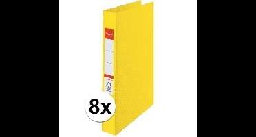 8x Ringband mappen/ordners 2 gaats A4 geel