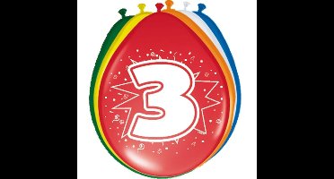 8x stuks Ballonnen versiering 3 jaar