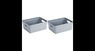 8x stuks blauwgrijze opbergboxen/opbergmanden 24 liter kunststof