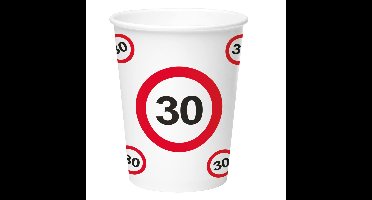 8x stuks drinkbekers van papier in 30 jaar verjaardag thema 350 ml