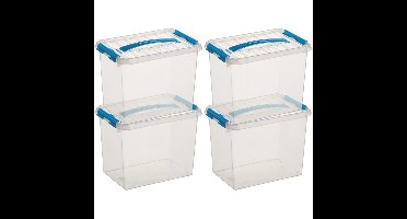 8x sunware q-line opberg box/opbergdoos - 9 liter - 30 x 20 x 22 cm - kunststof - transparant