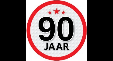 90 jaar leeftijd sticker - rond - Dia 15 cm - 90 jaar verjaardag - jubileum - leeftijd versiering