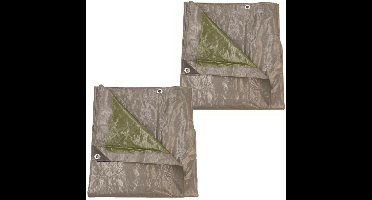 Afdekzeil/dekzeil grijs/groen waterdicht kunststof 140 gr/m2 - 2x - 200 x 400 cm