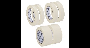 Afplaktape/schilderstape - 2x - wit - 19/25/50mm x 5m - voor binnen/buiten