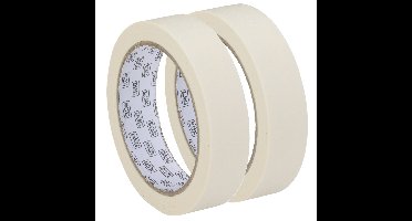 Afplaktape/schilderstape - 2x - wit - 25mm x 25m - voor binnen/buiten