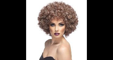 Afro pruik - beige haar - krullen - seventies - carnaval - volwassenen