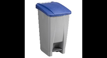 Afvalcontainer/rolemmer/pedaalemmer Basic - blauw - 60 liter - 49 x 38 x 70 cm - huis/tuin afval