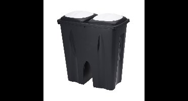 Afvalscheiding prullenbak - 50L - gerecycled kunststof - zwart
