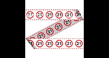Afzetlint 21 jaar - stopbord thema - 15 meter - Markeerlint - 21e verjaardag/jubileum