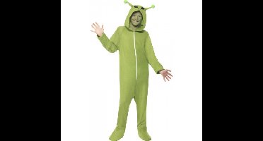 Alien kostuum - groen - onesie - voor kinderen - carnaval - met rits