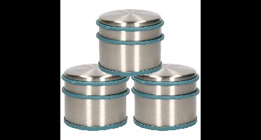Alpina Deurstopper van 1.1 kilo - 3x stuks - staal - met blauw kunststof rand - 9 x 7 cm