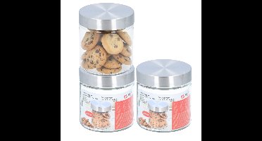 Alpina luxe voorraadpot - 3x - voorraadbus - 500 ml - 12 cm - glas - voedel bewaren
