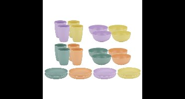 Alpina Picknick/camping Servies set - 2x - 12-delig - multi kleuren - kunststof - herbruikbaar