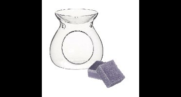 Amberblokjes/geurblokjes cadeauset - lavendel geur - inclusief geurbrander