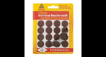 Anti-krasvilt - 16x - bruin - 22 mm - rond - zelfklevend - meubel beschermvilt