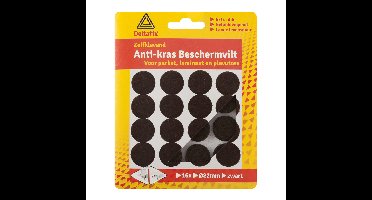 Anti-krasvilt - 16x - zwart - 22 mm - rond - zelfklevend - meubel beschermvilt